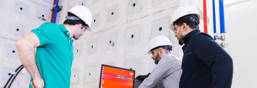 researchers wearing hardhats